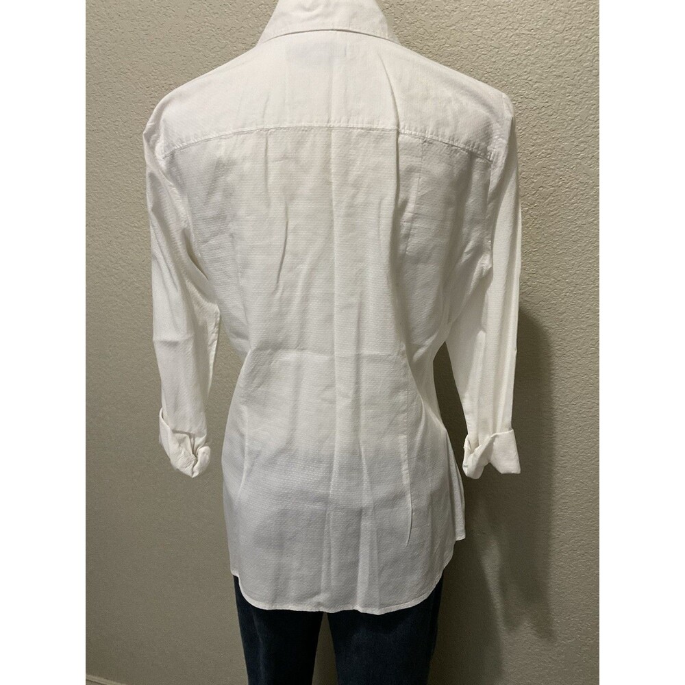 LOFT, Long Sleeve, Button Down, White Pique Material, Size: M - Picture 8 of 8